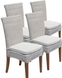 SVJ Eetkamerstoelen - 60x48x98 cm - Rotan - Wit - Set van 4