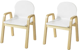 SoBuy KMB24-Wx2 - Kinderstoel Set van 2 - Verstelbare zithoogte 23-35 cm - Wit (2 stuks)