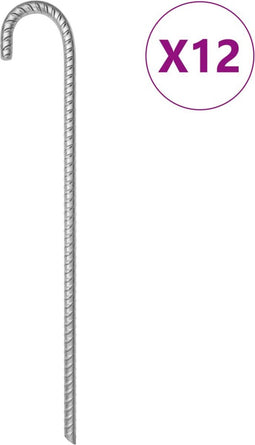 vidaXL - Tentharingen - 12 - st - Ø12 - mm - 41,5 - cm - gegalvaniseerd - staal