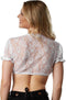 Dressforfun Dirndlblouse Franzi XL - Dirndlblouse - Korte mouwen met bloemenkant - Wit
