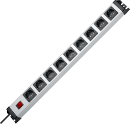 Kopp 227020018 - Stekkerdoos 9-voudig - Met schakelaar en kinderbeveiliging - Grijs/Zwart