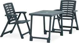 vidaXL - 3-delige - Bistroset - inklapbaar - kunststof - groen