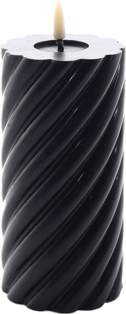swirl led kaars rustic zwart 15x7,5cm