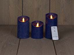 Anna's collection - 3ST OPLAADBARE KAARS ANTIEK BLAUW WAX RUSTIEK B...