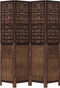 vidaXL - Kamerscherm - met - 4 - panelen - massief - paulowniahout - donkerbruin