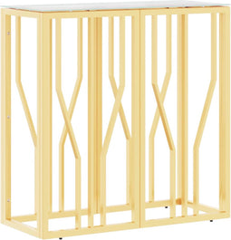 vidaXL - Wandtafel - 70x30x70 - cm - roestvrij - staal - en - glas - goudkleurig