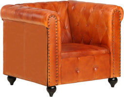 vidaXL Fauteuil Chesterfield-stijl echt leer tan