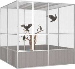 Vogelkooi 111X107X211,5 Cm Gegalvaniseerd Staal Grijs