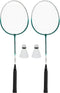 Avento Power Speed Badminton Set - Gehard staal - Inclusief 2 shuttles - Zilver/Groen (2 stuks)