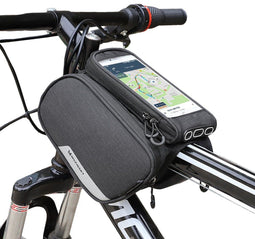 Fietstas voor frame + afneembare hoes voor telefoon tot 6,5" 1,5 l zwart