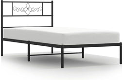 vidaXL - Bedframe - met - hoofdbord - metaal - zwart - 100x200 - cm
