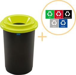 Plafor Eco Bin - Ronde Prullenbak 50L - Inclusief 5-delige Stickerset - Groen