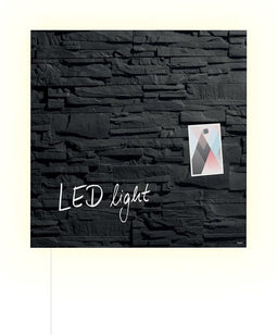 Sigel glasmagneetbord - Artverum - met LED verlichting - 48x48cm - zwart leisteen - SI-GL404