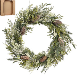 House of Seasons Alva - Kerstkrans - Ø50 cm met dennenappels - Groen