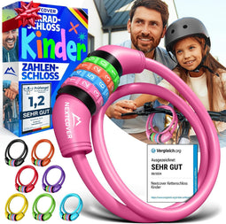 NEXTCOVER® Kinderfietsslot - 4-cijferige combinatie - Kleurrijk ontwerp - 65 cm lengte