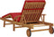 vidaXL - Opvouwbare - Zonnebank - met - Wielen - & - Kussen - Rood - Massief - Hout - Acacia
