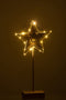 J-Line kerstdecoratie Rendier/Ster op voet - hout - goud/wit - small - LED lichtjes