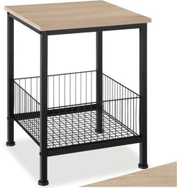 tectake® Grimsby - Bijzettafel - Industrieel design - 2 niveaus - Zwart metalen frame - Lichtbruin