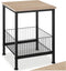 tectake® Grimsby - Bijzettafel - Industrieel design - 2 niveaus - Zwart metalen frame - Lichtbruin