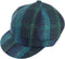 Dames Cap Blauw met Turquoise Ruit - one size - Harris Tweed - Glen Appin of Scotland