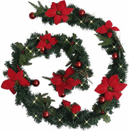 vidaXL - Kerstslinger - met - LED-lampjes - 2,7 - m - PVC - groen