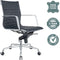 Feel Furniture - Luxe Executive bureaustoel van 100% rundleer - Lage rugleuning – Donker blauw