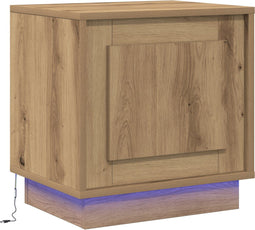vidaXL - Nachttafel - met - LED - Verlichting - in - Artisan - Eiken - 44x34,5x45 - cm