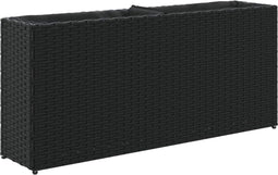 vidaXL - Plantenbak - met - 2 - potten - 90x20x40 - cm - poly - rattan - zwart