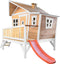 AXI Emma Speelhuis in Bruin/Wit - Met Verdieping en Rode Glijbaan - Speelhuisje op palen met veranda - FSC hout - Speeltoestel voor de tuin