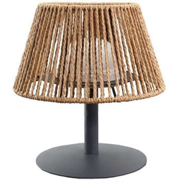 Snoerloze tafellamp - LUMISKY - STANDY MINI RAFFY - H22 cm - Natuurlijk raffia - Warm wit en witt...