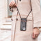 iMoshion Hoesje Geschikt voor iPhone Xr Hoesje Met Koord - iMoshion Design Hoesje met Koord - Wit / Zwart / Woman Flower Black