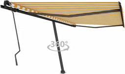 vidaXL - Luifel - vrijstaand - handmatig - uittrekbaar - 450x350 - cm - geel - en - wit