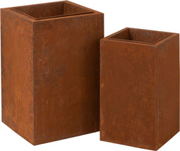 J-Line set van 2 bloembakken Vierkant - metaal - roest - Ø 40 cm