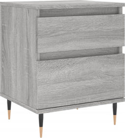 vidaXL - Nachtkastje - 40x35x50 - cm - bewerkt - hout - grijs - sonoma - eikenkleurig