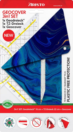 Aristo geocoverset 3in1 - geocover - geodriehoek - tekendriehoek - Deep blue - AR-18101B