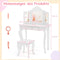 COSTWAY - 2-in-1 kindermake-uptafel - 3-voudig afneembare spiegel en grote lade - Wit