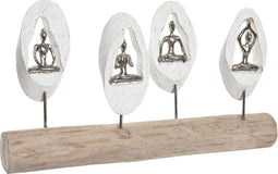 Decoratieve figuren DKD Home Decor 56 x 8 x 31 cm Bruin Aluminium Wit Mangohout Yoga