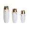 Set van 3 Vazen Home ESPRIT Wit Gouden Metaal 21 x 21 x 55 cm (3 Onderdelen)