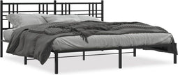 vidaXL - Bedframe - met - hoofdbord - metaal - zwart - 180x200 - cm