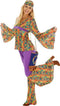 Dressforfun Hippie Kostuum Vrouwen XL - Retro Top en Broek - Inclusief Schoudertas met Peace-teken