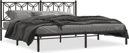 vidaXL - Bedframe - met - hoofdbord - metaal - zwart - 193x203 - cm