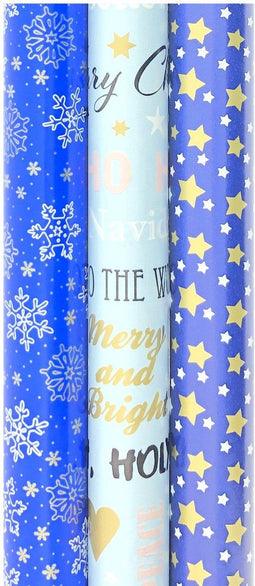 Benza Star and Snowflakes - Cadeaupapier - 3 meter x 70 cm - 6 rollen (set van 6)