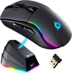 Blaze Y Draadloze Gaming Muis met Oplaadstation - Zwart
