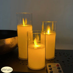 Ceruzo LED Kaarsen Set - Bewegende Vlam - Afstandsbediening - Ivoor (set van 3)