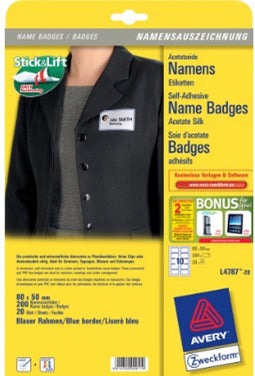 Avery L4787-20 - Labels - 80 x 50 mm - Wit (200 stuks)
