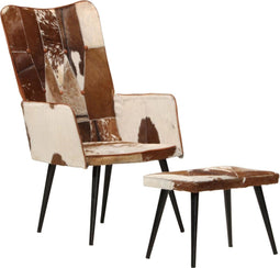 vidaXL Fauteuil met voetensteun echt leer bruin