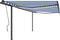 vidaXL - Luifel - handmatig - uittrekbaar - met - LED - 4x3,5 - m - blauw - en - wit