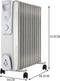 Iso Trade elektrische olieradiator kachel met thermostaat 3 standen 11 kamers 2500W tot 35m2 wit - Elektrische verwarmen - Bezuinigen
