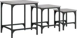 vidaXL - 3-delige - Tafeltjesset - bewerkt - hout - grijs - sonoma