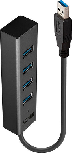 LINDY 43324 - USB 3.1 Gen 1-hub - 4 poorten - Zwart